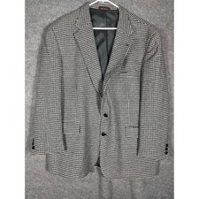 Worsted Tex Mens Houndstooth Blazer Sport Black White Union Made USA Vintage