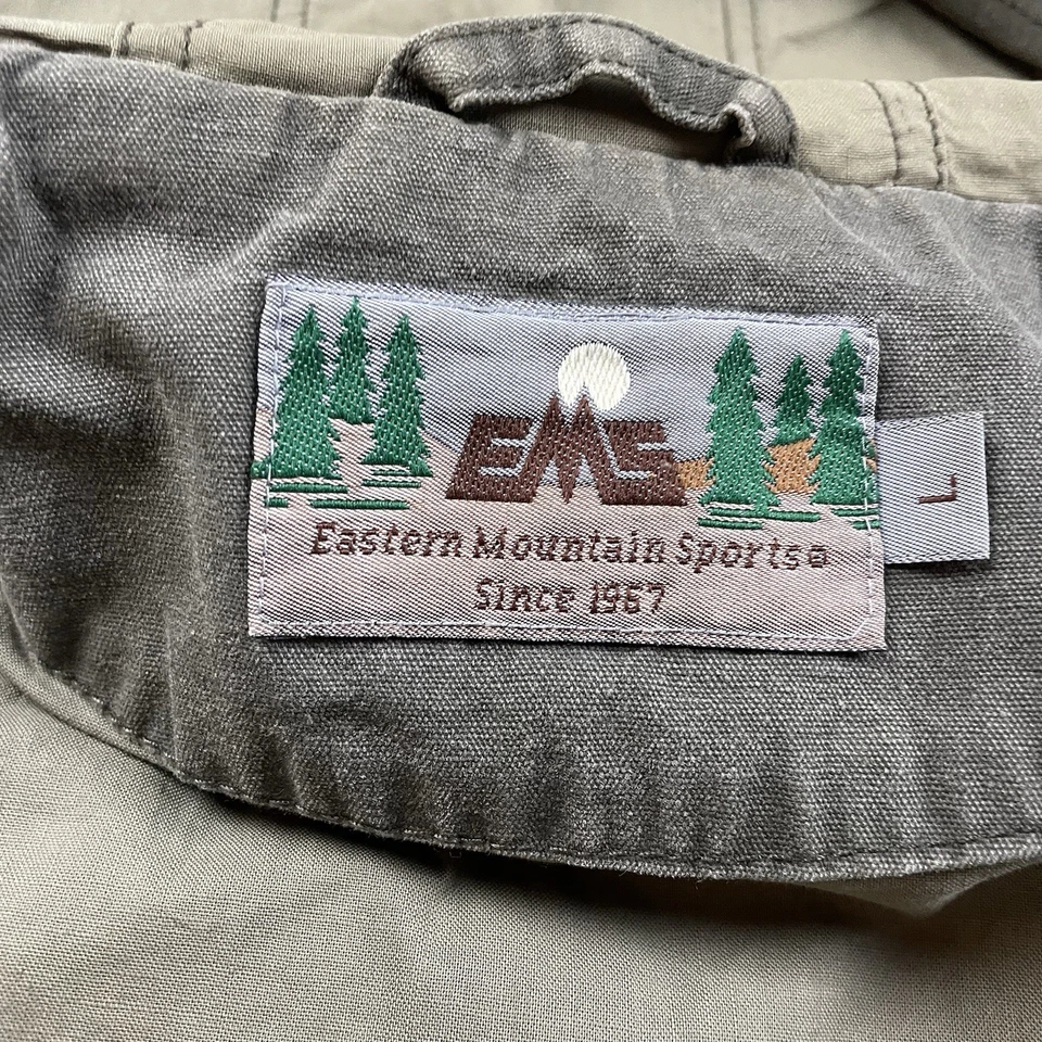 Vintage EMS Eastern Mountain Sports Barn Coat Jacket L Hooded Chore 90s Olive - Image 3 of 4
