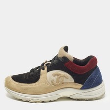 Chanel CC Size 37 Multicolor Suede Low Top Sneakers