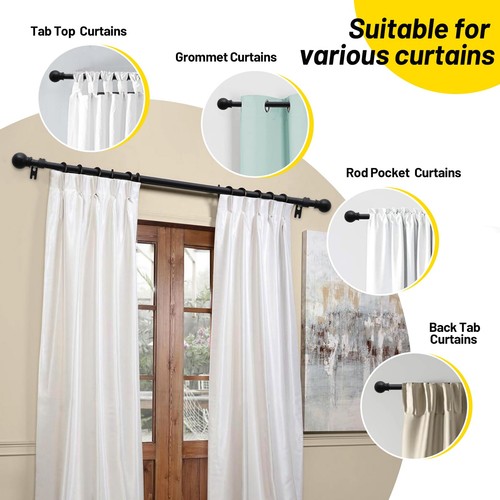 CALCHELE 2 Pack Black Curtain Rods for Windows 28 30-50”|2 pack, Matte - Picture 4 of 7