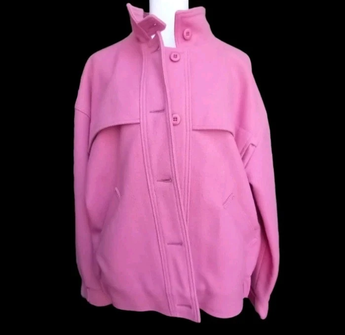 Abrigo de Colección Woolrich Barn Field Chore Para Mujer Grande Rosa Años 80 Forrado en Lana Hecho en EE. UU. Foto 3 de 4