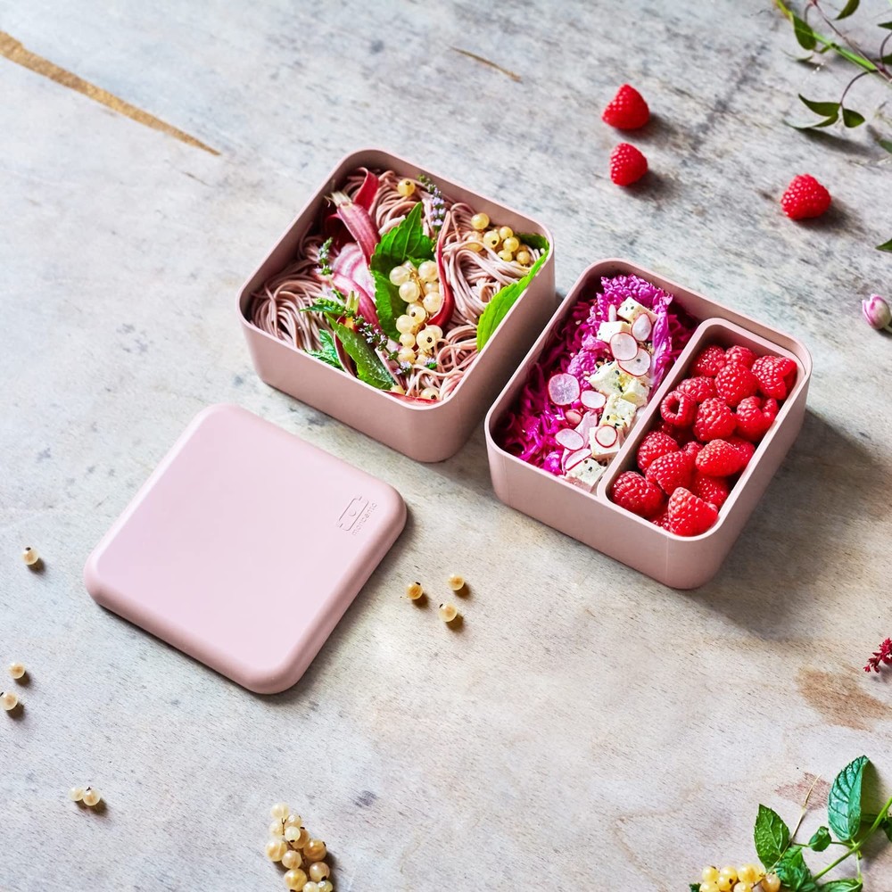 - Large Bento Box MB Square Litchi with Compartments Made in France - Sustain...