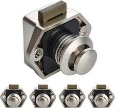 NAERDI 5 Pack RV Lock Push Button Latch Keyless Cabinet Pearl Nickel 