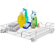 OCG 14.75"x17" Pull Out Cabinet Organizer, Chrome 1-Tier Sliding Drawer