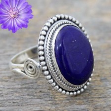 Lapis Lazuli Gemstone 925 Sterling Silver Handmade Jewelry Ring Gift For Her