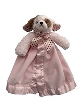 Bearington Baby Collection Pink Dog Security Blanket Lovey Wiggles Satin Girl