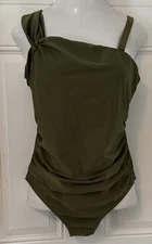 Island Waves Olive Green Sweetheart neckline Tummy Slimming One Piece Swimsuit