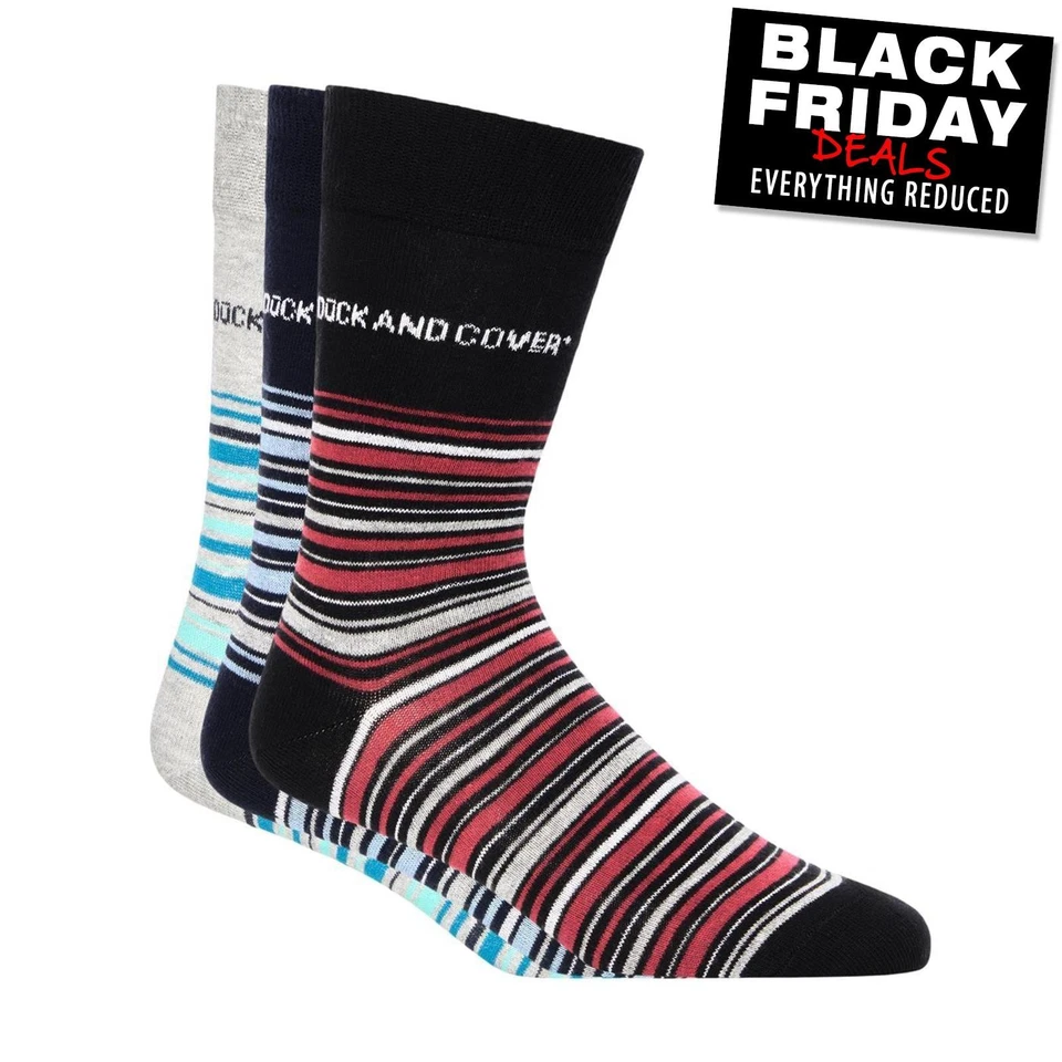 Duck And Cover Bilkons Mens Casual Dress Formal Fashion Designer 3-Pack Socks
