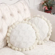 2 Pcs Boho Throw Pillows Cover 15.7 Inch Round Bohemian Decorative Pillow Cov...
