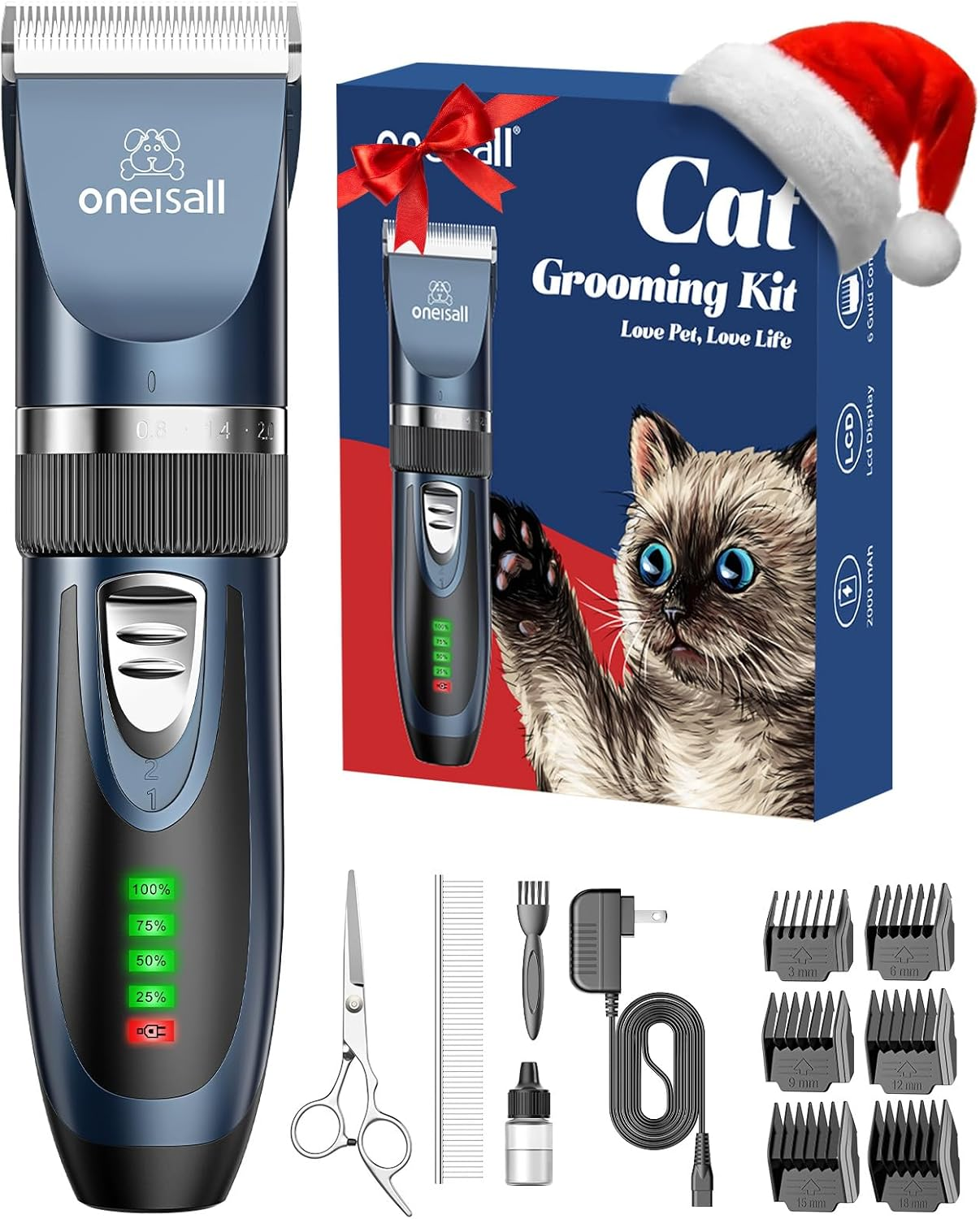 Quiet Cat Clippers for Matted & Long Hair, 2-Speed Cordless Pet Shaver Grooming