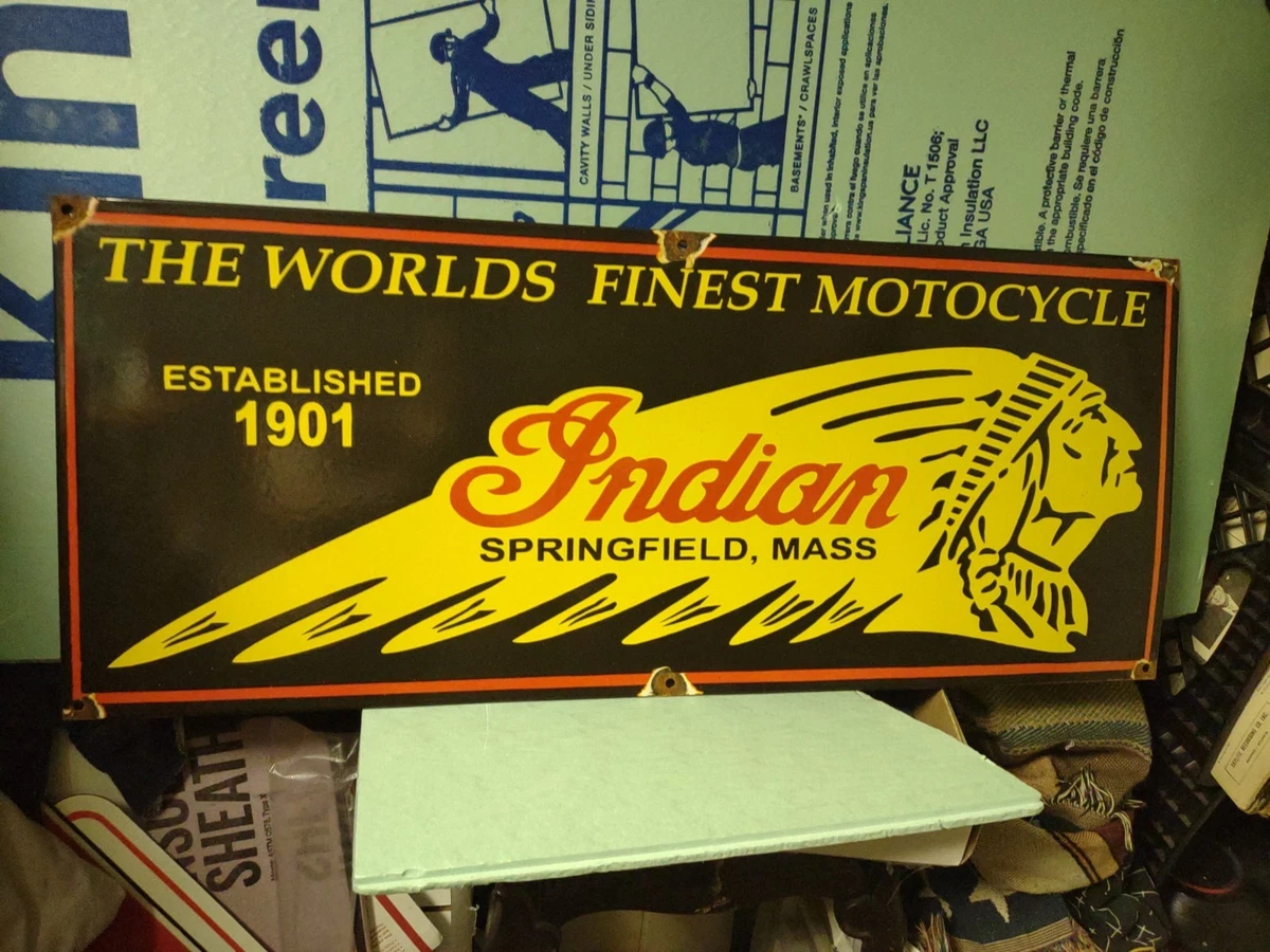 インディアン　Indian ホーロー看板　40' ビンテージ Indian Motorcycle Sign In Original Advertising Signs (1930-1969