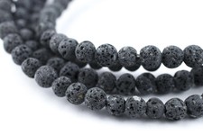 Grey Volcanic Lava Beads 4mm Round Gemstone 16 Inch Strand