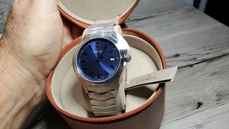 Ebel Wave Men’s 40 mm Stainless Steel Date Watch Blue Dial Swiss New - Image 3 of 4