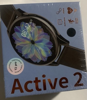 Active 2 T2 Pro Smart Watch Black Silicone Band Dialing Heart Rate Notifications