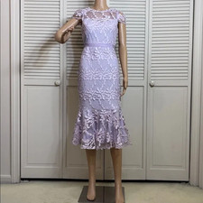 NWT Lulus Lovingly Yours Lavender Purple Embroidered Midi Trumpet Dress Small