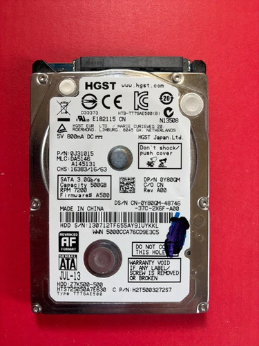 HGST 500Gb 2,5" Laptop Festplatte 7200 RPM 3,0 Gb/s SATA HDD