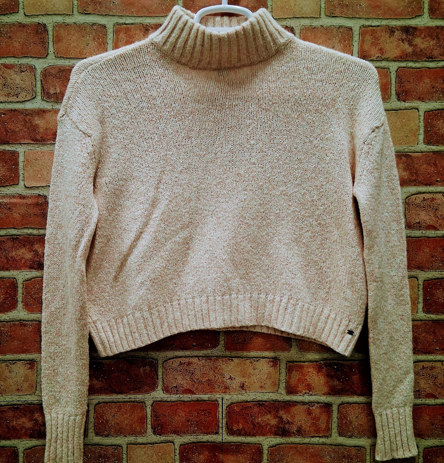 American Eagle Solid Mock Neck Cropped Sweater Pi… - image 1