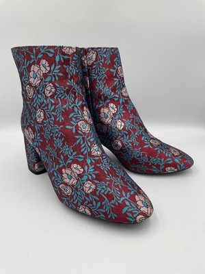 Gianni Bini Catalano Burgundy Brocade Floral Jacquard Boots 8M Dress Boots