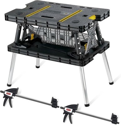 Keter Folding Workbench 1000 lb Capacity Portable Work Table Clamps