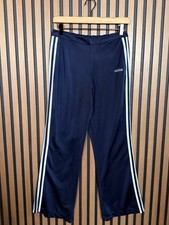 Adidas Sweatpants Small Womens Blue Bootcut High Rise 3 Stripe Jersey Fabric