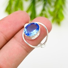 Blue Topaz Gemstone 925 Sterling Silver Ring Handmade Jewelry Ring Gift For