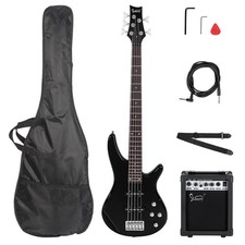 Glarry GIB 5 String Bass Guitar Beginner Kit with 20-Watt Amp Rosewood Black