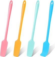 4 Pcs Silicone Jar Spatula, Long Handle Rubber Spatula Jam Spreader Heat