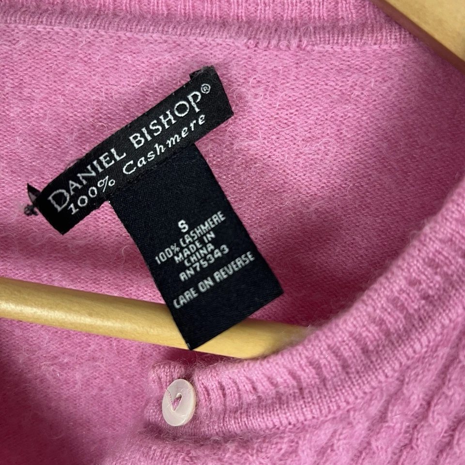 Cárdigan Daniel Bishop Rosa Cachemira Talla S Suéter Suave Delicado Femenino Foto 3 de 4