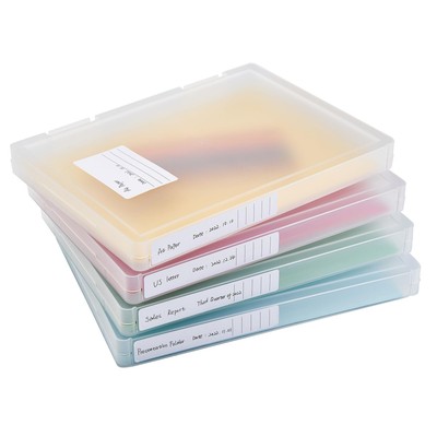 4 Pack A4 File Portable Paper Organizer Boxes for 8.5'' x 11'' Letter Paper, Th...
