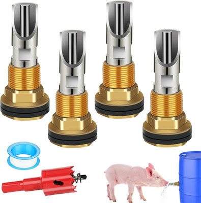 4PCS Automatic Pig Waterer Nipple Drinker Kit, Stainless Steel with Brass Connec