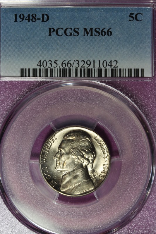 1948 D PCGS MS66 JEFFERSON NICKEL #B52409