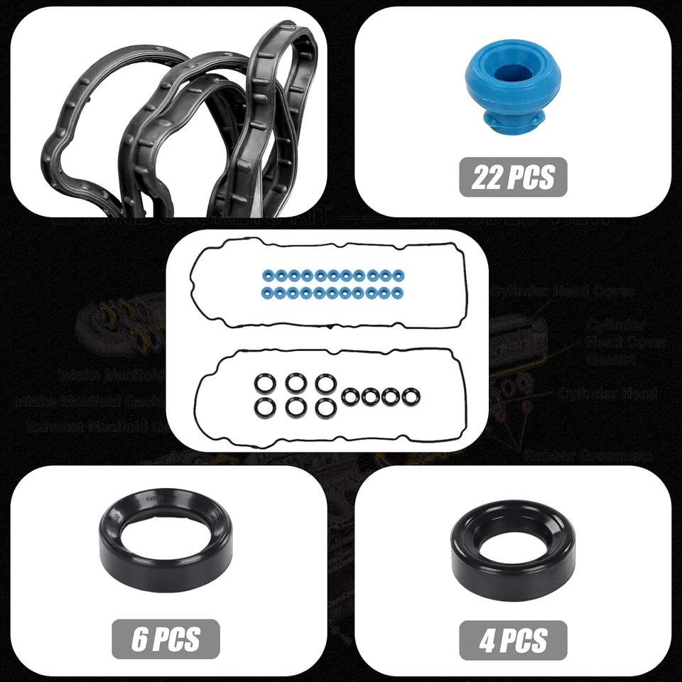 Juego completo de juntas para Ford Edge Explorer Flex Taurus 2011-2019 3,5 L V6 DOHC Foto 2 de 4