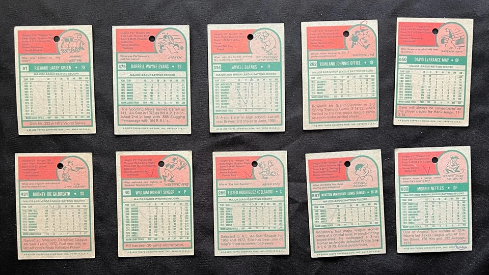 1975 Topps Baseball Vintage Lot ca. 140 - Alle GELOCHT / holed - Bild 2 von 3