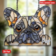 FauxAcrylicSuncatcher FeaturingCute French Bulldog Face, Playful Window Hanging