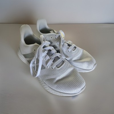Adidas Cloudfoam Super Girls White Running Shoes Size 7.5 Lightweight Comfort