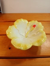 Trinket Dish Shaped Like A Hibiscus Flower Hand Made Porcelain
