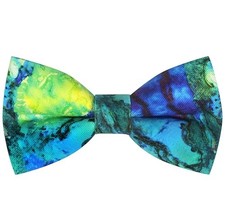 Colorful Fun Pattern Pre-Tied Bow Tie Mens Floral Space P Green Blue Yellow