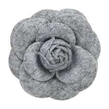 Vintage Camellia Flower Brooches Fabric Pins Corsage for Women Grey