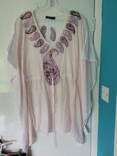 Ivory/ Purple Bead Detail Oversize Tunic/cover Up Size S by Boohoo