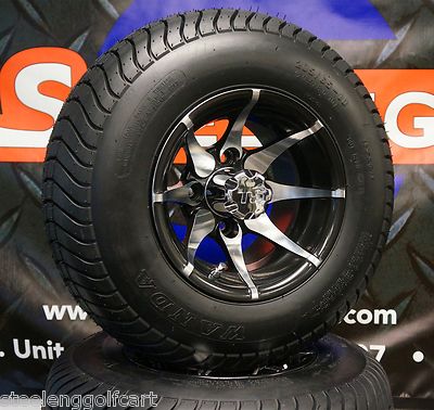 GOLF CART 10'' MACHINED KRAKEN WHEELS and 205/65-10 COMFORT RIDE DOT TIRES (4) 