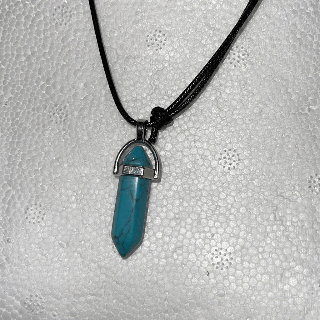 Turquoise Gemstone Hexagonal Pointed Bullet Penda… - image 2