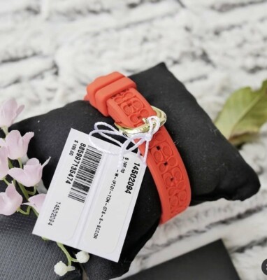 NWB 14502094 ORANGE Coach Women Boyfriend Logo-Embossed Rubber  