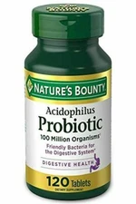 Acidophilus Probiotic Nature's Bounty Supplement Digestive Health 120 tablets