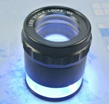 10X LED Lit Lighted Magnifier Viewer Loupe Lupe Microscope with Reticle and Case