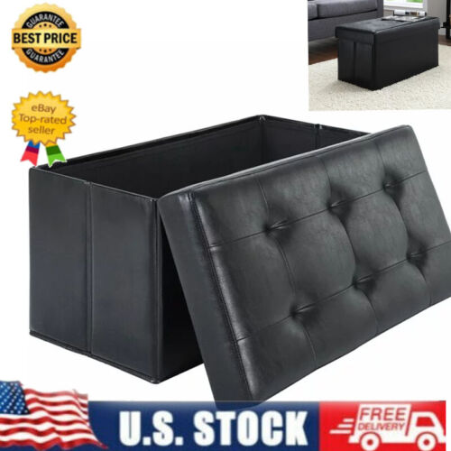 30-inch Folding Storage Ottoman Storage Bench Footrest for Bedroom Hallway Home