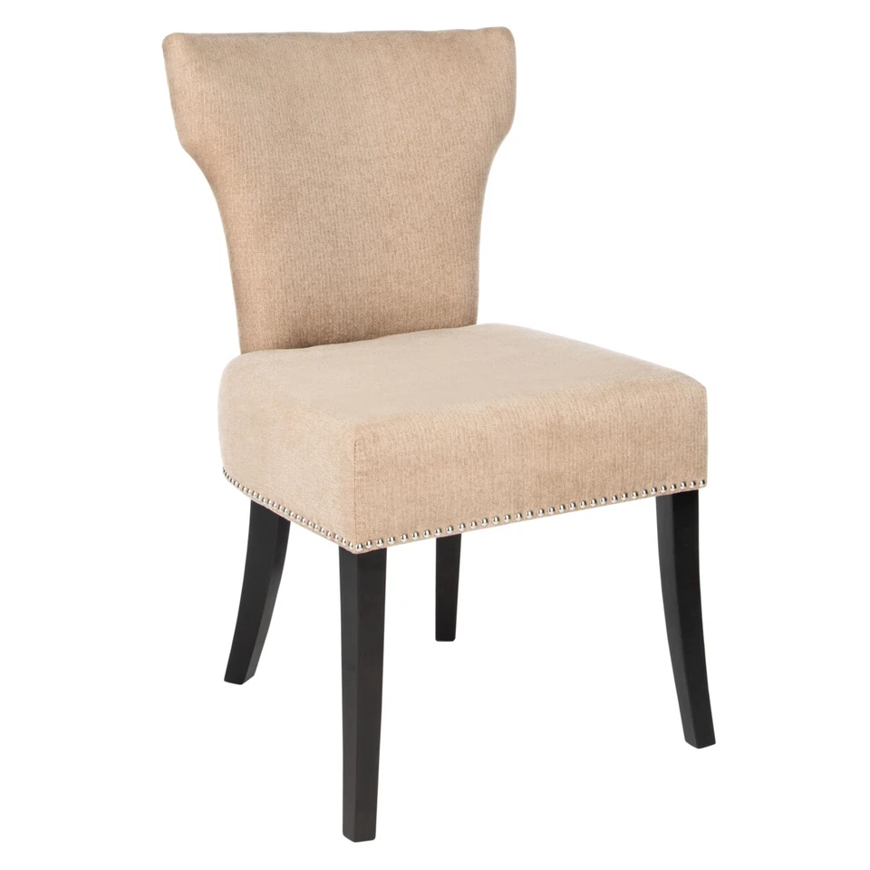 Juego de 2 sillas laterales SAFAVIEH Jappic 22""H KD plateadas con cabeza de clavo | trigo | Foto 4 de 4