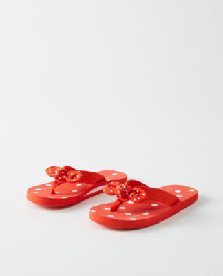 NEW Hanna Andersson Flip Flop Bow Sandals Dot Pattern Tangy Red