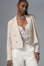 NWT Anthropologie DOLAN Pleated-Back Cropped Blazer Size XL (Original $148)