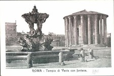 Antique printed postcard Rome Roma Tempio di Vesta con fonatna Italy