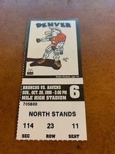 1996 Denver Broncos v Baltimore Ravens Football Ticket Elway Comeback Game
